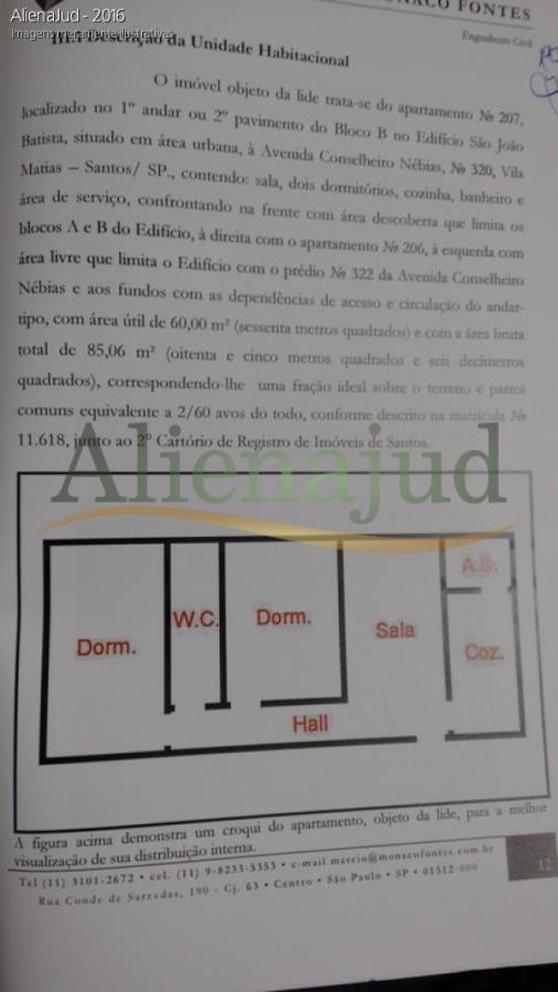 4ª VC Santos- Ed. São João Baptista APTO-AU 60m²-Vila Mathias-Santos/SP, localizado em Santos - SP